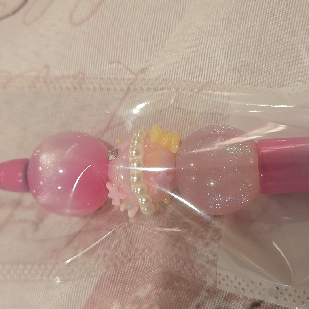 Jumbo Pink Galaxy Beaded Pen. Includes Extra Ink